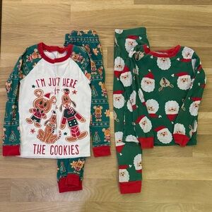Carter's and Disney Lot of 2 - Festive Santa and Gingerbread Pajama Set SIZE 6